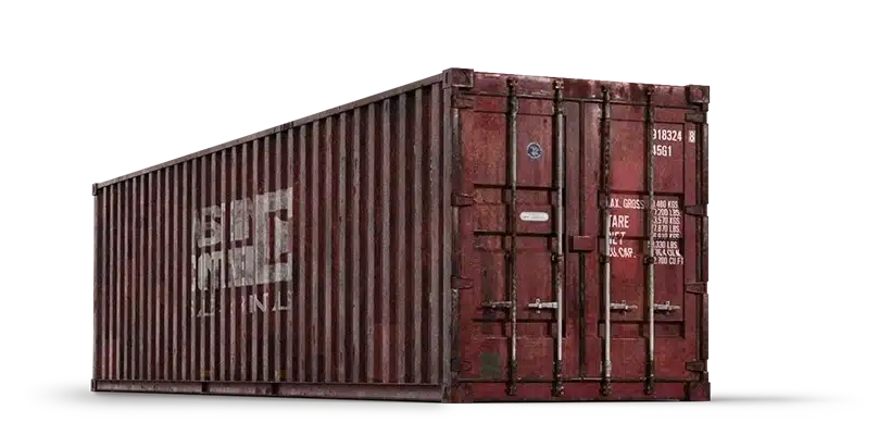 red 40 foot shipping container